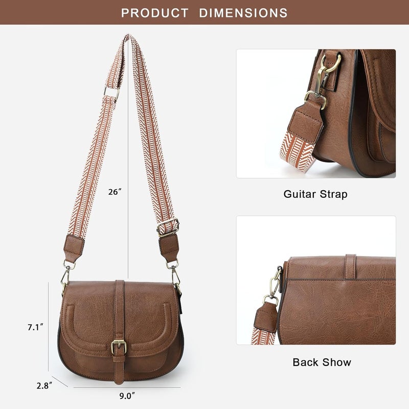 AFKOMST Crossbody Bags for Women,Small Saddle Purse and Boho Cross Body Handbags,Vegan Leather - Image 4